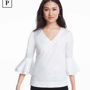 White House Black Market White Flare 3/4" sleeve S
